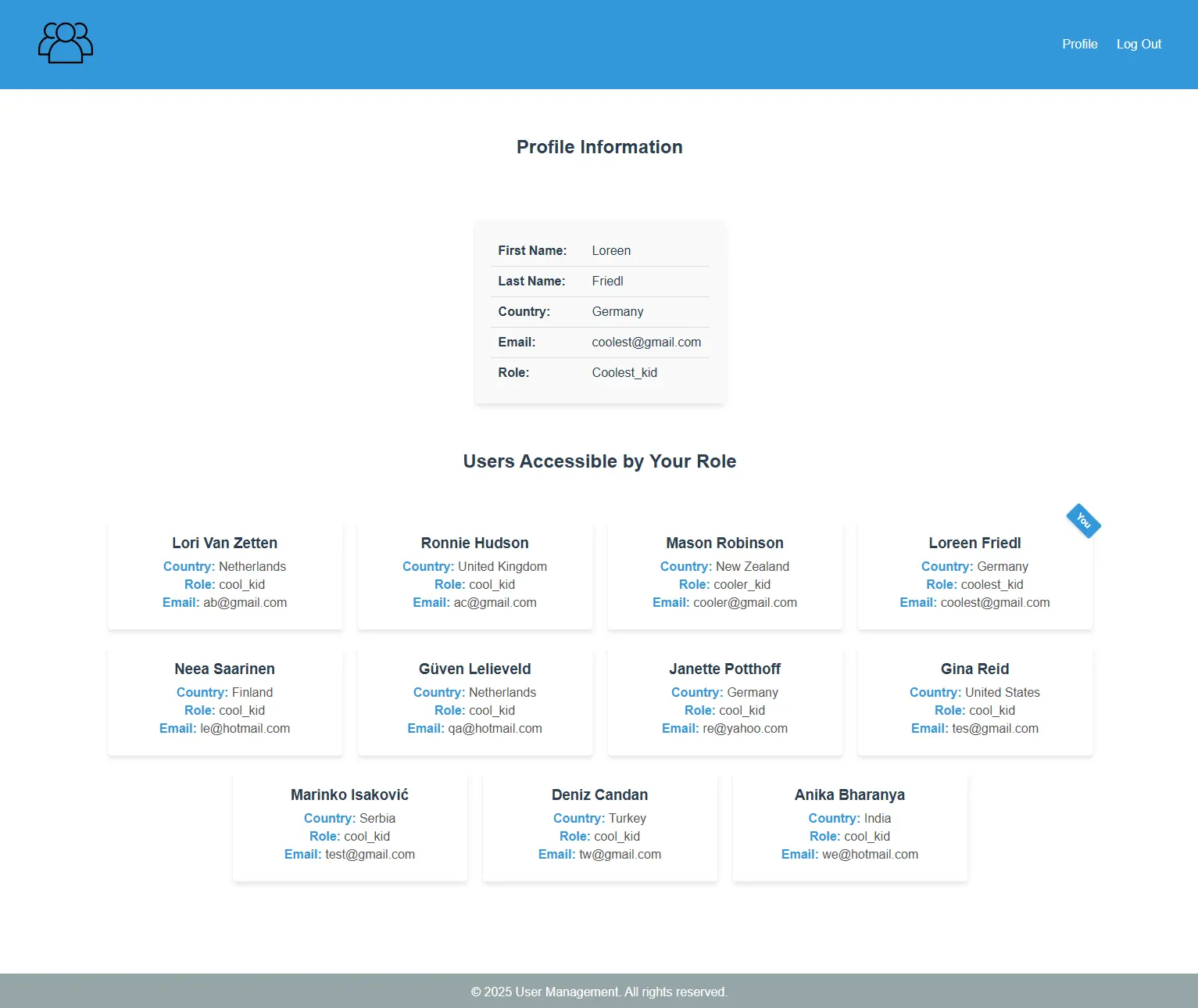 User Profile Details